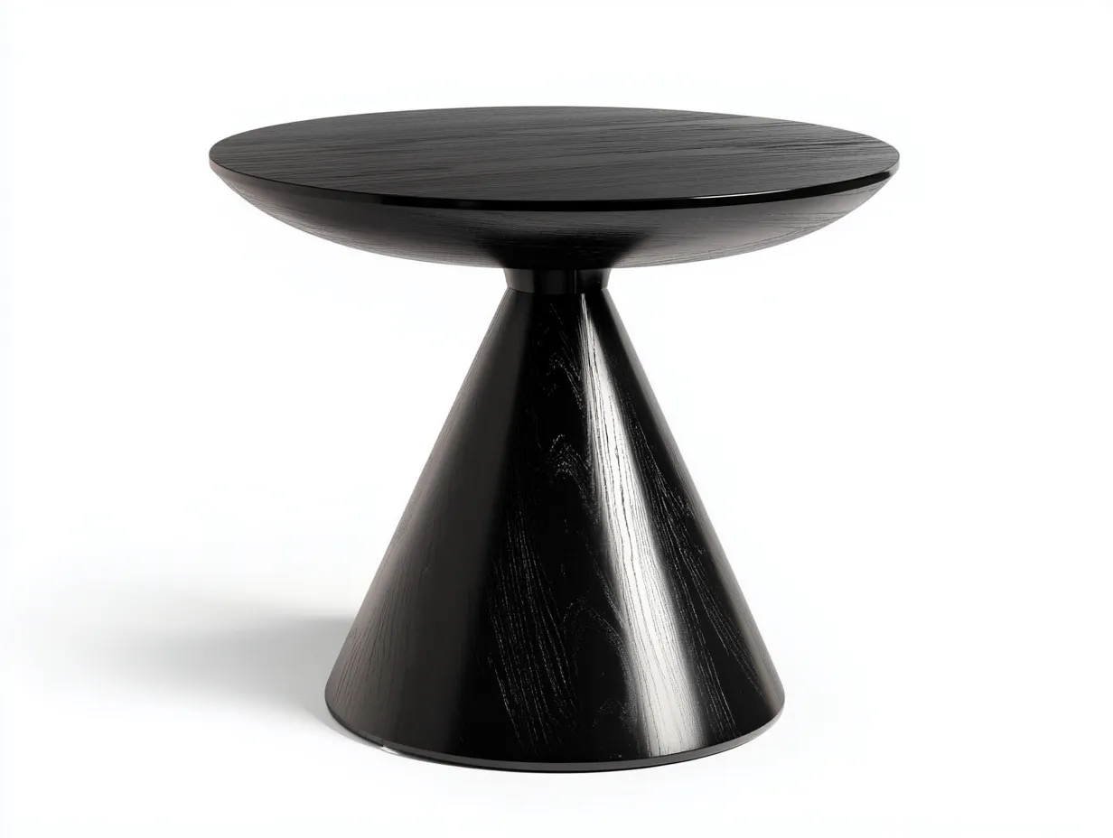 Table basse en bois 60x60x65 cm – noir – design conique moderne-Habitatoliq
