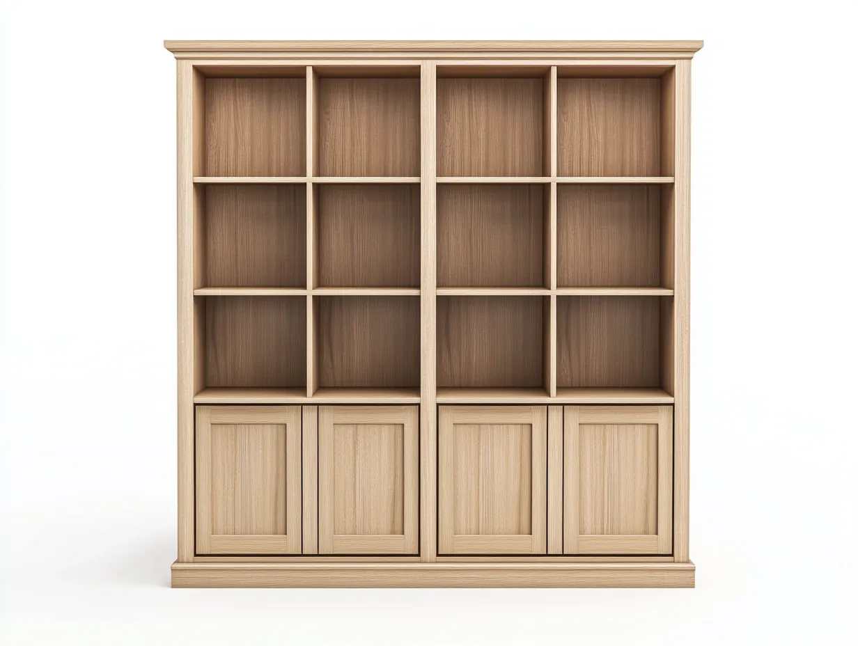 Bibliothèque en bois 160×35×180 cm – chêne clair – avec espace de rangement-Habitatoliq