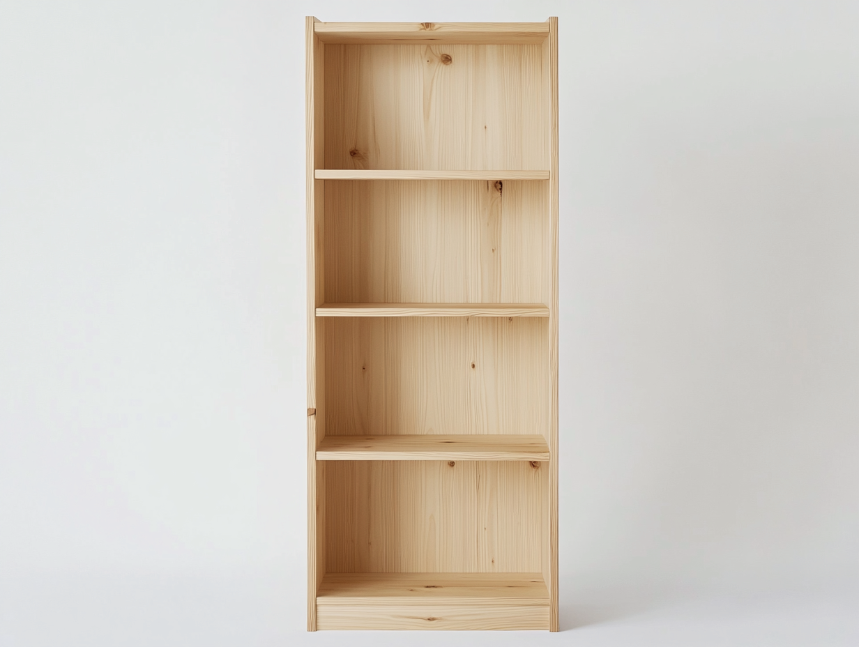 Bibliothèque en bois de pin 80×30×175 cm – pin naturel – avec espace de rangement-Habitatoliq