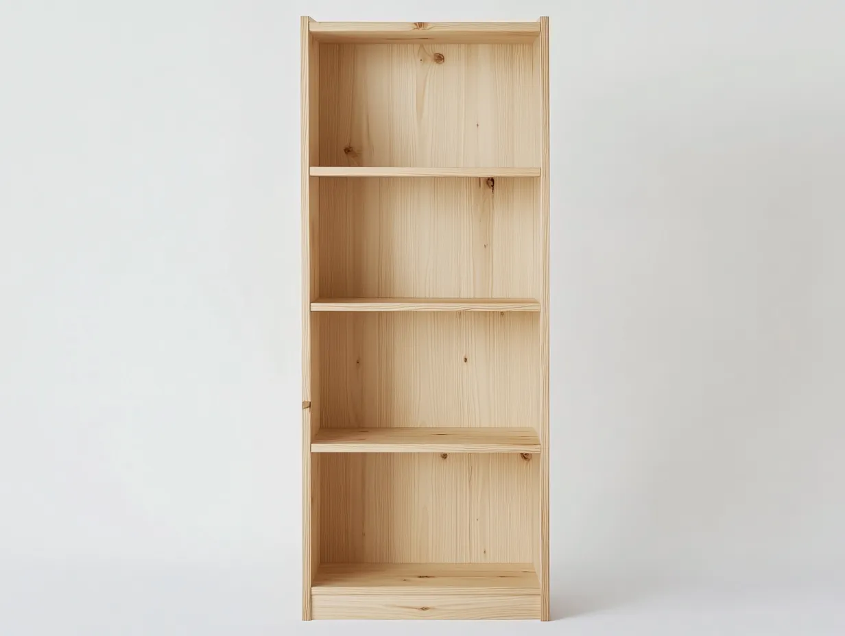 Bibliothèque en bois de pin 80×30×175 cm – pin naturel – avec espace de rangement-Habitatoliq