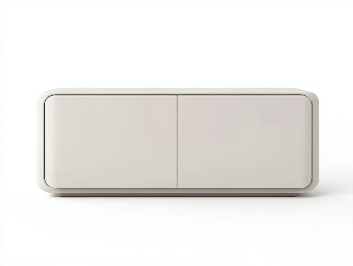 Meuble TV blanc mat 150x40x55 cm – design moderne – avec espace de rangement-Habitatoliq