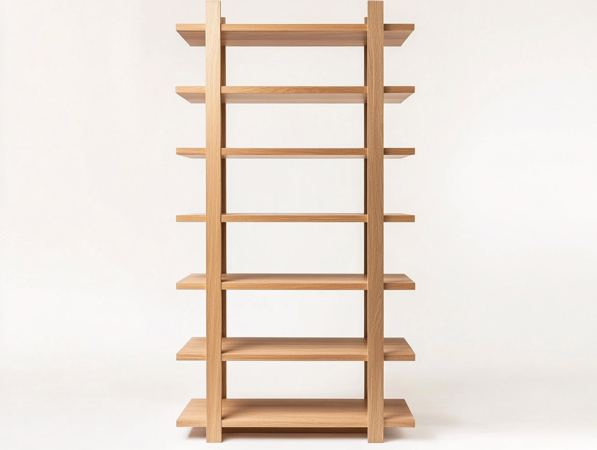 Bibliothèque en chêne clair 100×35×180 cm – design contemporain – avec structure ouverte à étagères symétriques-Habitatoliq