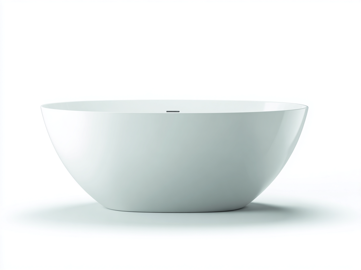 Baignoire autoportante acrylique 170×80×58 cm – blanc brillant – design ovale contemporain-Habitatoliq