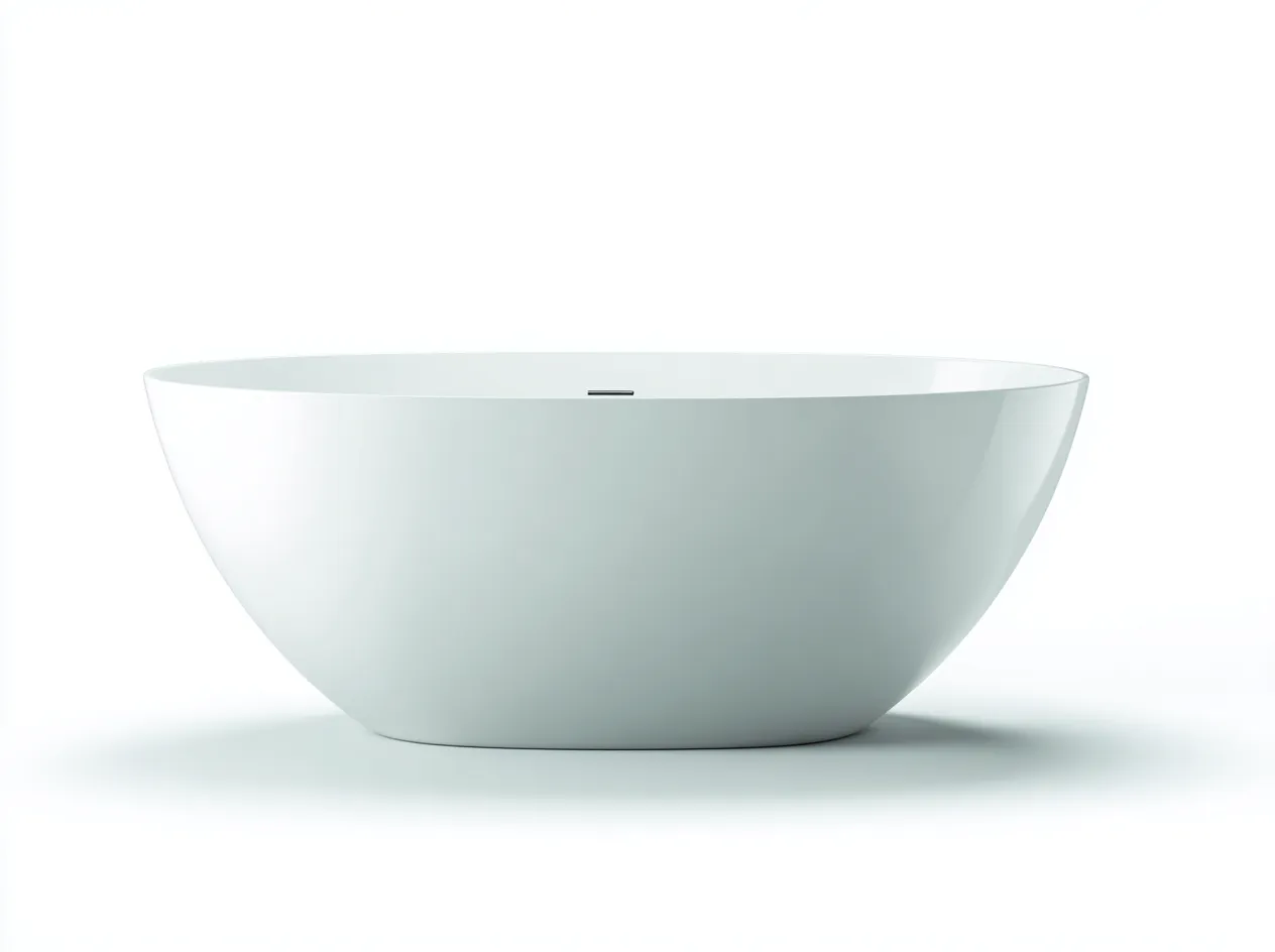 Baignoire autoportante acrylique 170×80×58 cm – blanc brillant – design ovale contemporain-Habitatoliq