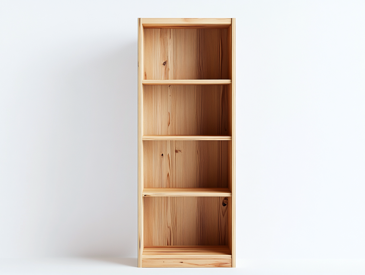 Bibliothèque en pin massif 70×30×175 cm – bois naturel – avec espace de rangement-Habitatoliq