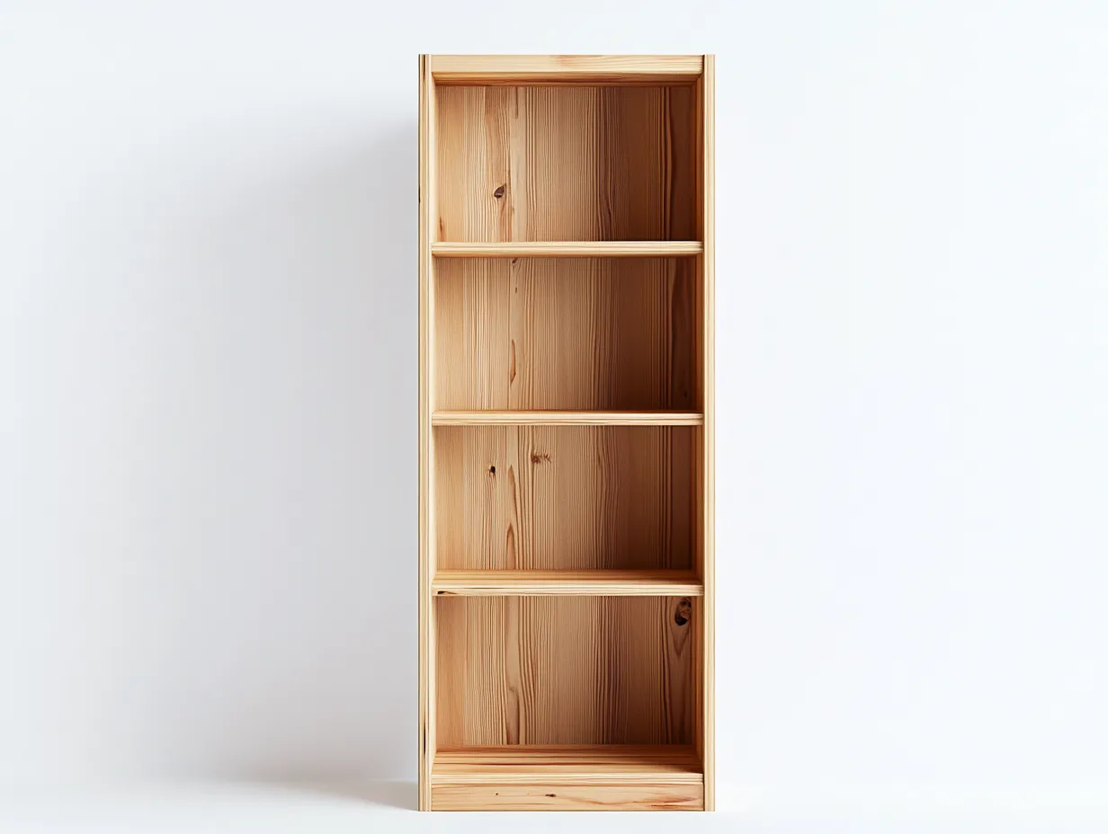 Bibliothèque en pin massif 70×30×175 cm – bois naturel – avec espace de rangement-Habitatoliq