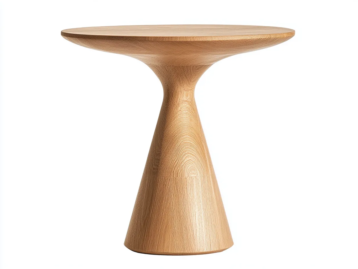 Table basse en bois 60x60x65 cm – chêne clair – design organique sculptural-Habitatoliq