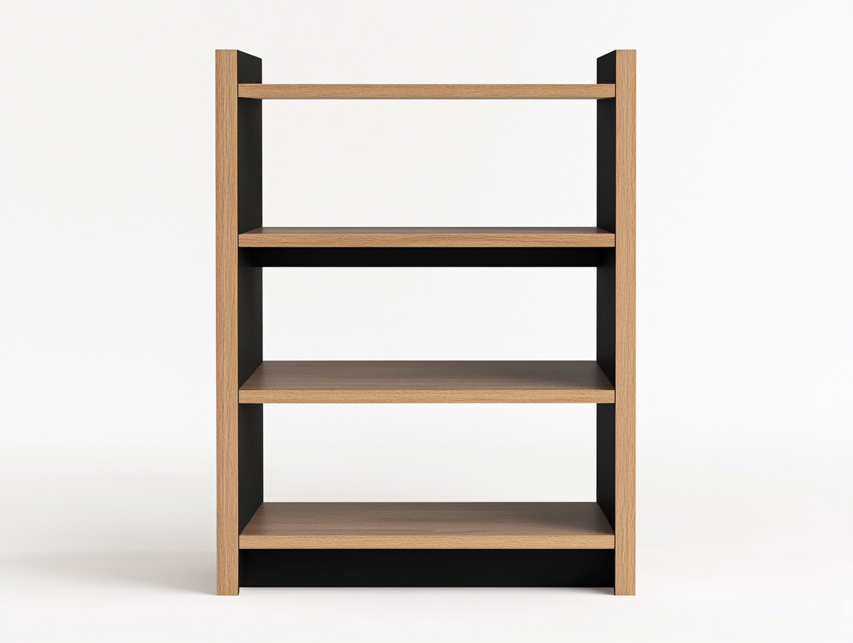 Étagère en bois 80×35×165 cm – chêne clair et noir – style moderne avec espace de rangement-Habitatoliq