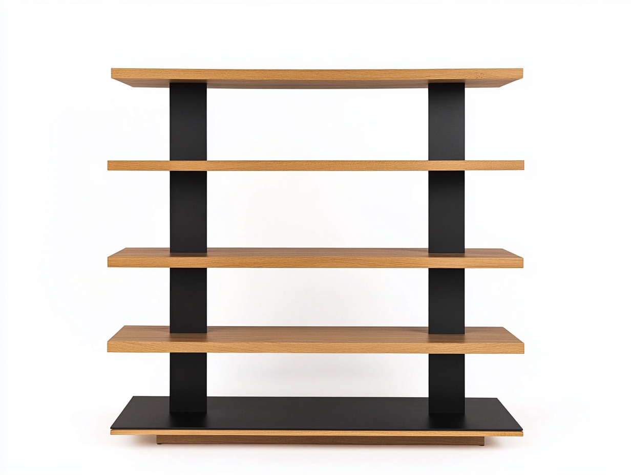 Étagère en bois et métal 100×35×160 cm – chêne clair/noir – design moderne avec espace de rangement-Habitatoliq