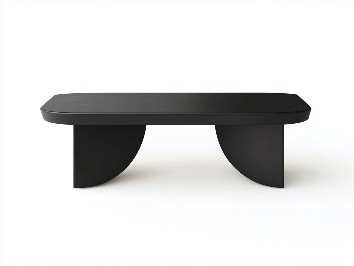 Table basse rectangulaire à coins arrondis 120×60×38 cm – noir – design moderne minimaliste-Habitatoliq