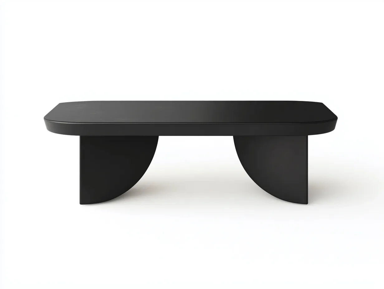 Table basse rectangulaire à coins arrondis 120×60×38 cm – noir – design moderne minimaliste-Habitatoliq