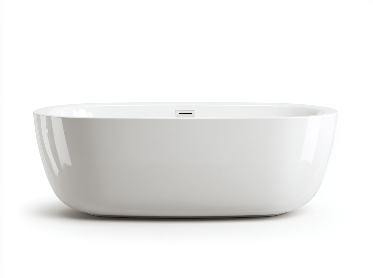 Baignoire autoportante acrylique 165×80×58 cm – blanc brillant – design ovale minimaliste-Habitatoliq