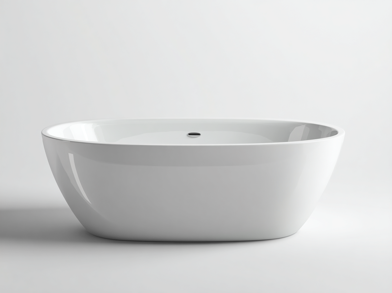 Baignoire autoportante acrylique 165×80×58 cm – blanche – design ovale moderne-Habitatoliq