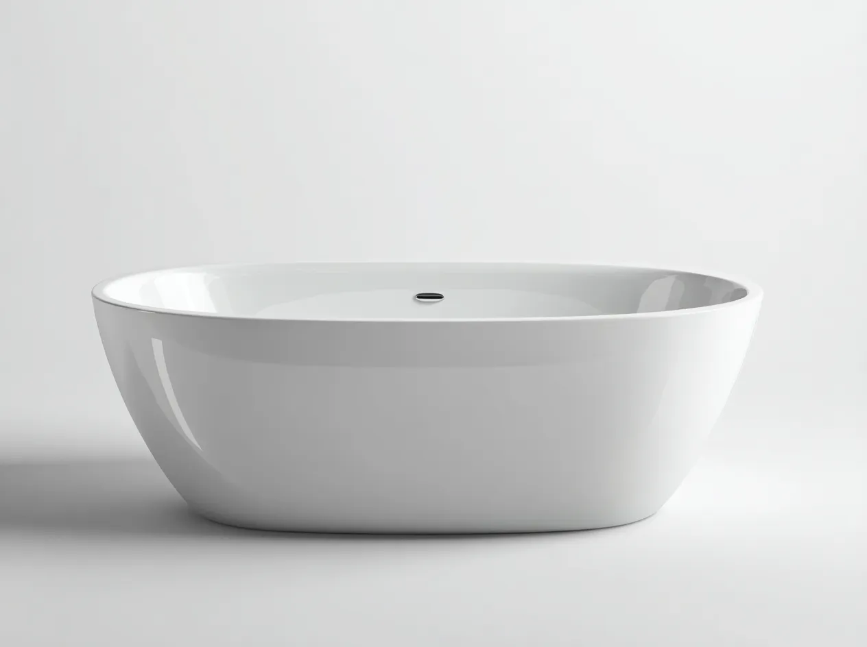 Baignoire autoportante acrylique 165×80×58 cm – blanche – design ovale moderne-Habitatoliq