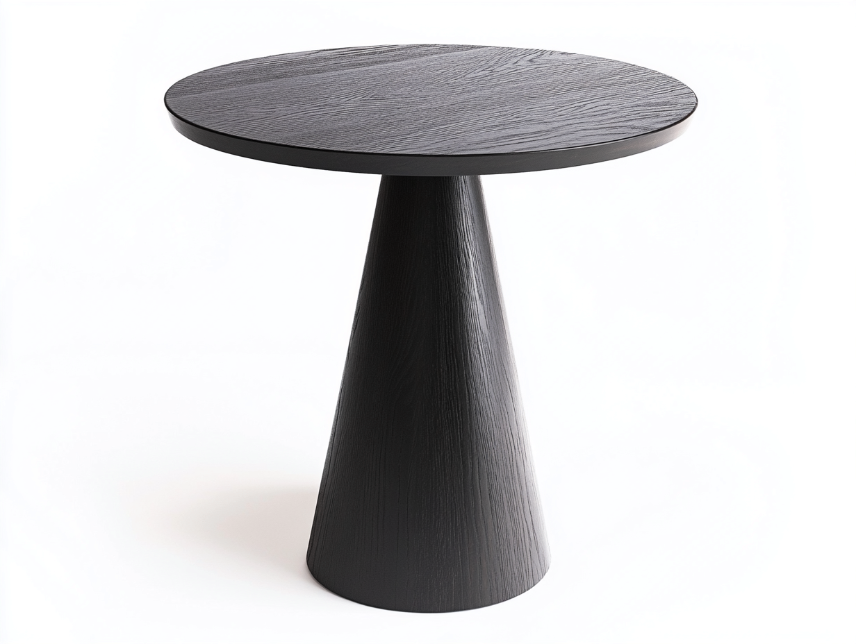 Table basse en bois 58x58x60 cm – noir – design conique minimaliste-Habitatoliq