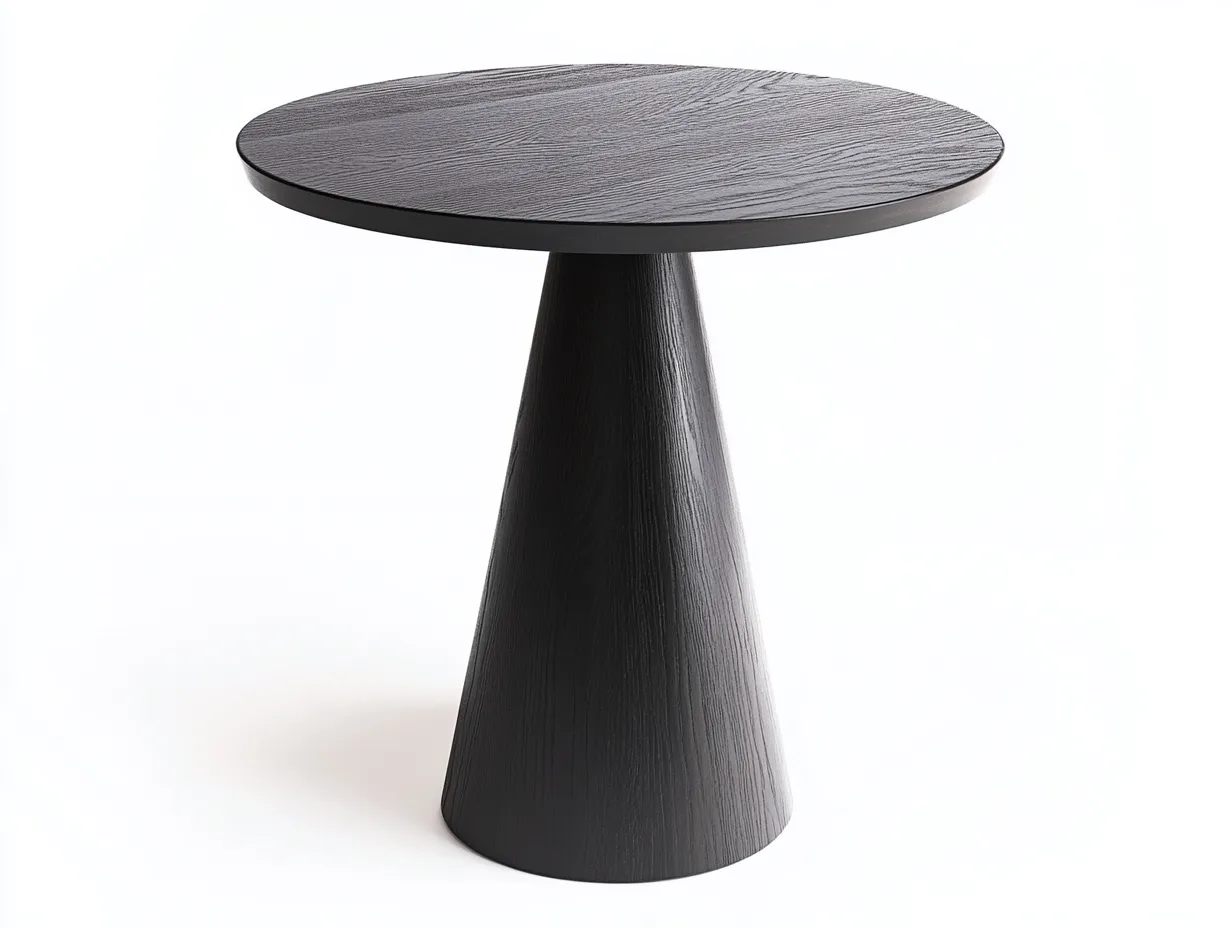 Table basse en bois 58x58x60 cm – noir – design conique minimaliste-Habitatoliq