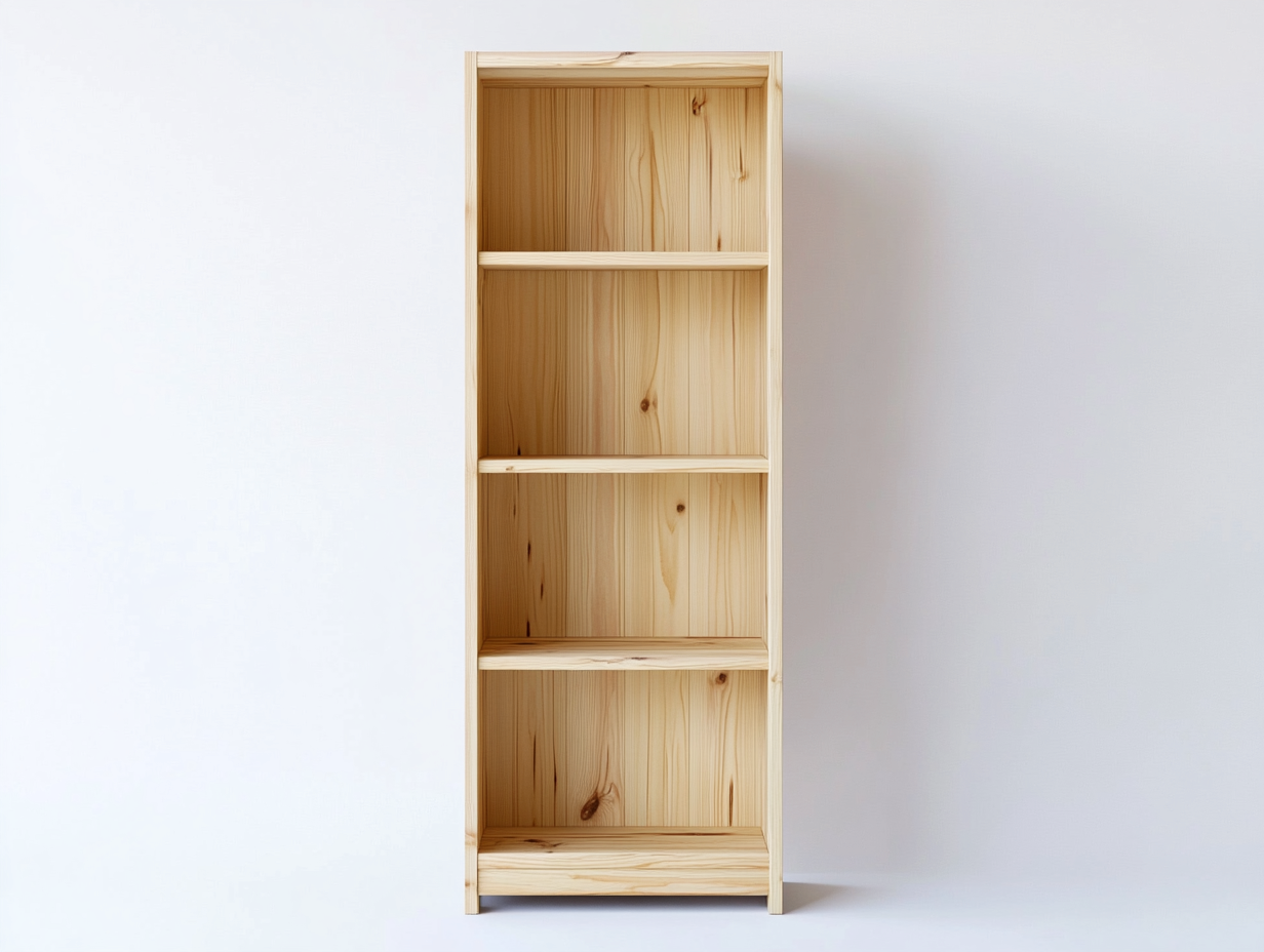 Bibliothèque en pin massif 70×30×175 cm – bois naturel – avec espace de rangement-Habitatoliq