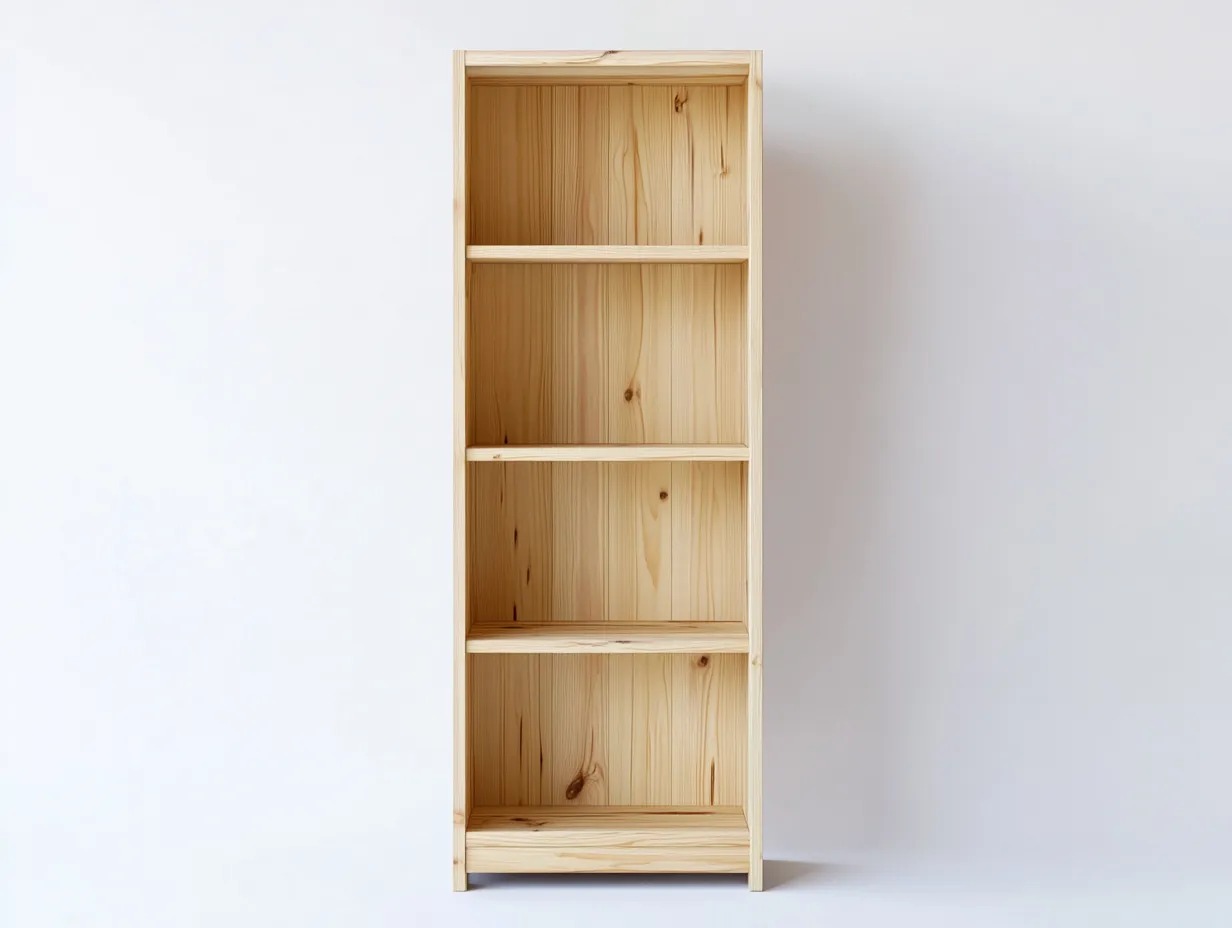 Bibliothèque en pin massif 70×30×175 cm – bois naturel – avec espace de rangement-Habitatoliq