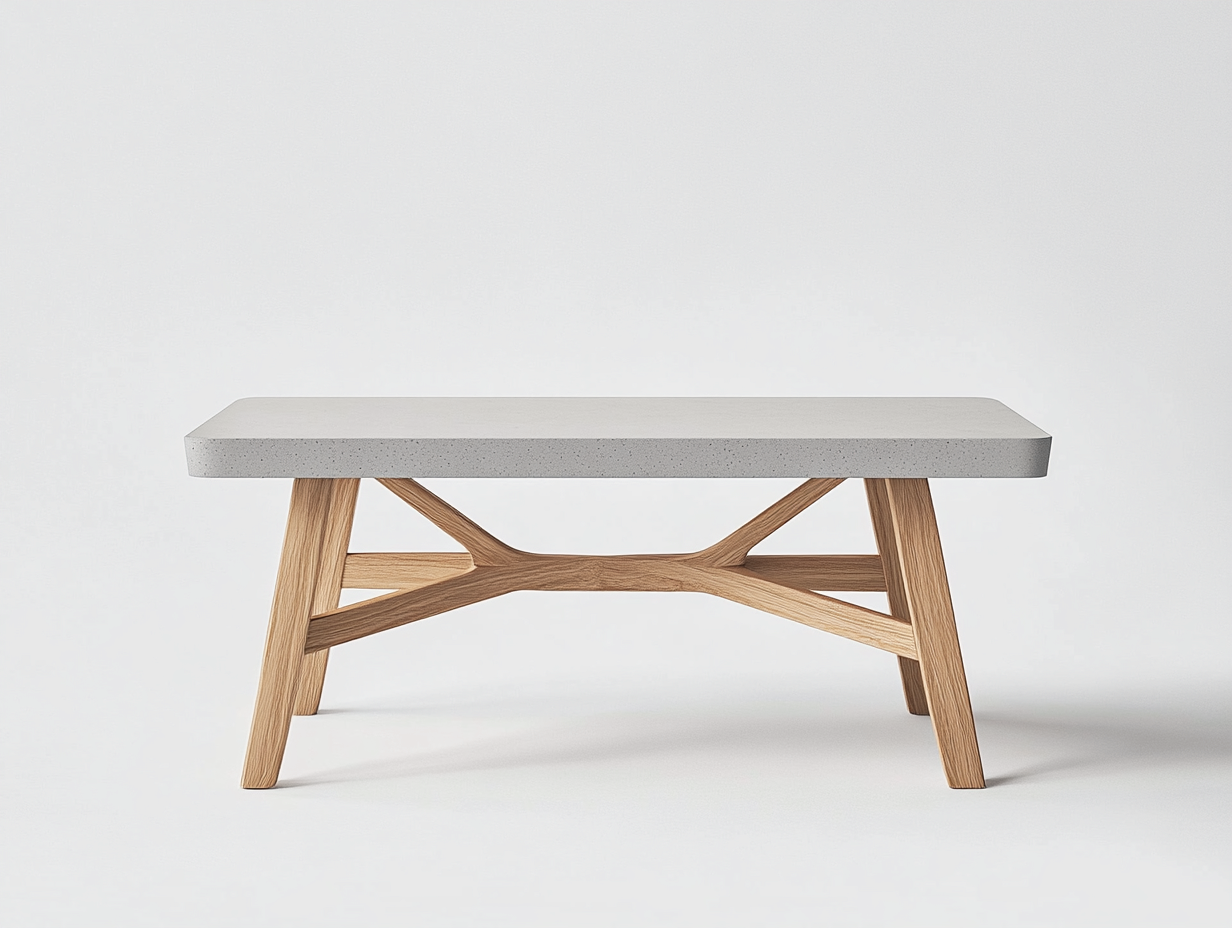 Table basse rectangulaire gris clair et chêne 100×60×40 cm – style scandinave – structure bois naturelle-Habitatoliq