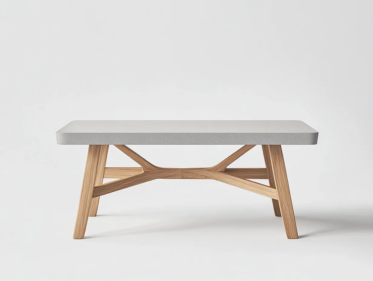 Table basse rectangulaire gris clair et chêne 100×60×40 cm – style scandinave – structure bois naturelle-Habitatoliq