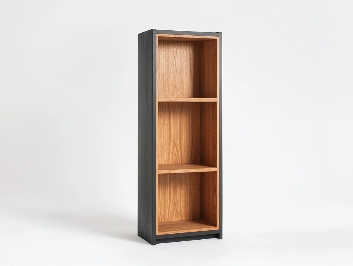 Bibliothèque en bois 60x35x160 cm - chêne et gris foncé - design moderne avec espace de rangement ouvert-Habitatoliq