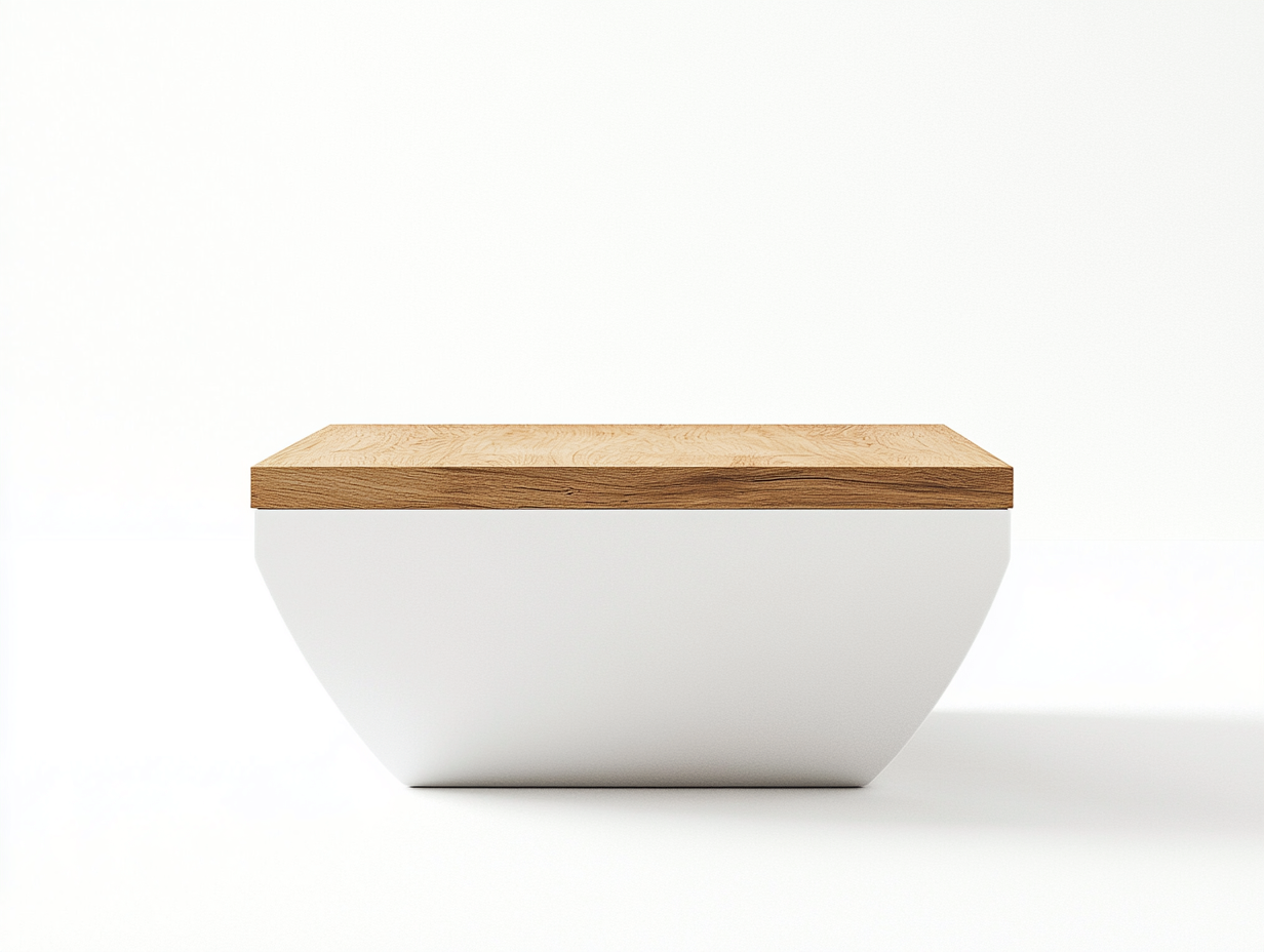 Table basse carrée 90x90x35 cm – blanc et chêne clair – design minimaliste moderne-Habitatoliq