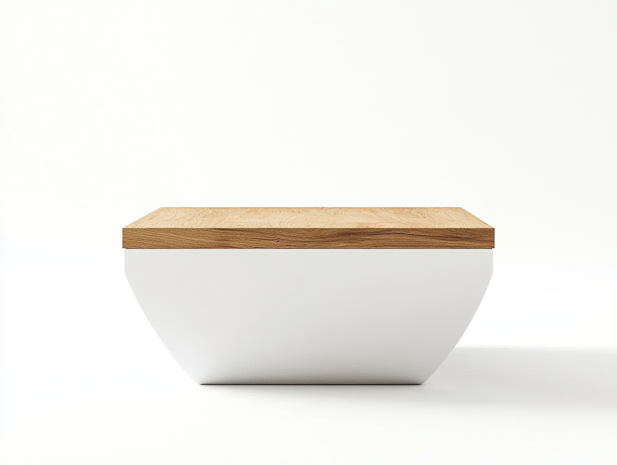 Table basse carrée 90x90x35 cm – blanc et chêne clair – design minimaliste moderne-Habitatoliq