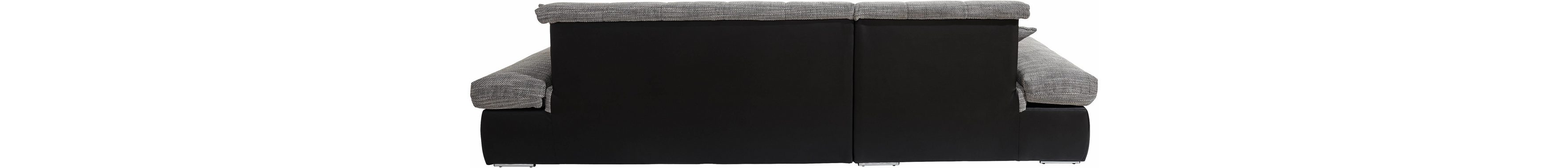 DOMO collection corner sofa Moric W/D/H 300/172/80 cm, also in corduroy, L-shape, XXL format, optionally with bed function and arm adjustment
