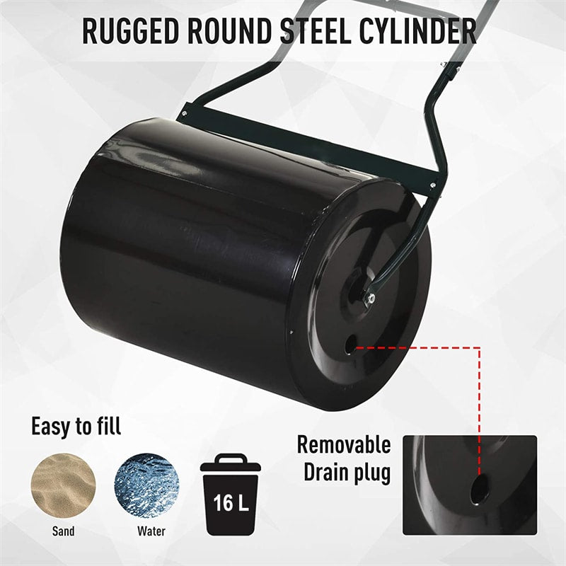 20 Inch Heavy Duty Push Tow-Behind Lawn Roller Filled With Water Sand