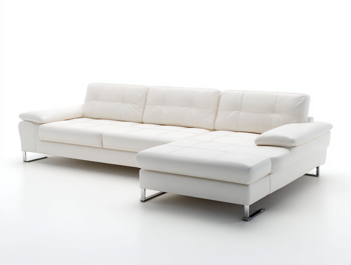 Canapé d'angle en cuir 270x160x85 cm - blanc - style moderne design chromé-Nestlego