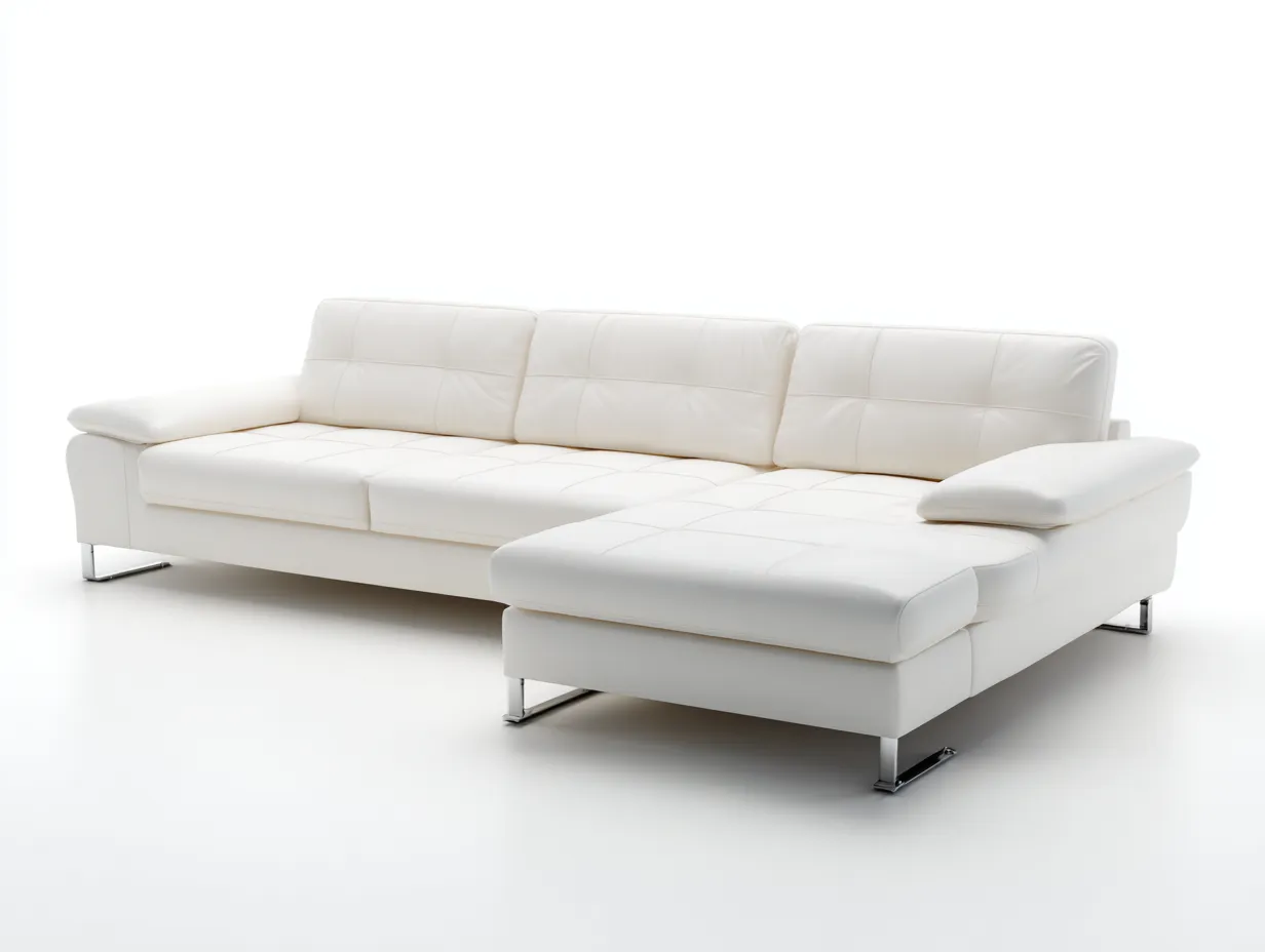 Canapé d'angle en cuir 270x160x85 cm - blanc - style moderne design chromé-Nestlego