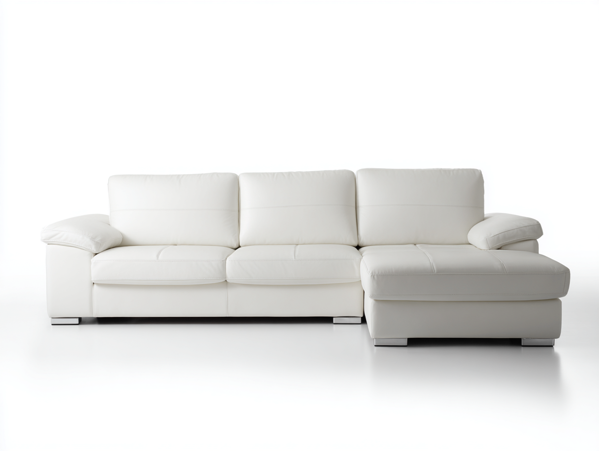 Canapé d'angle en cuir 270x160x85 cm - blanc - design contemporain confortable-Nestlego