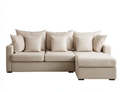 Canapé d'angle en tissu 255x160x85 cm - beige - style contemporain confortable-Nestlego