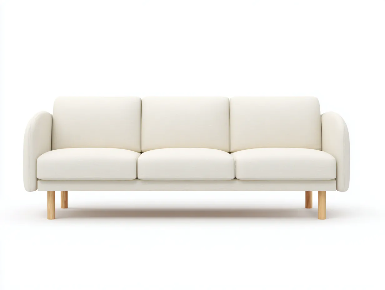 Canapé 3 places en tissu 210x90x85 cm - blanc cassé - style scandinave moderne avec pieds en bois-Nestlego