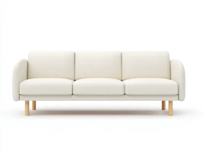 Canapé 3 places en tissu 210x90x85 cm - blanc cassé - style scandinave moderne avec pieds en bois-Nestlego