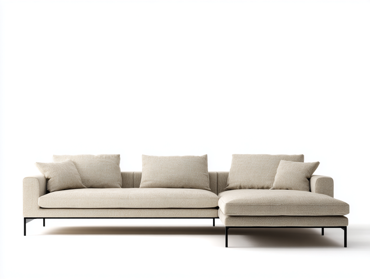 Canapé d'angle en tissu 260x160x85 cm - beige - style moderne minimaliste-Nestlego