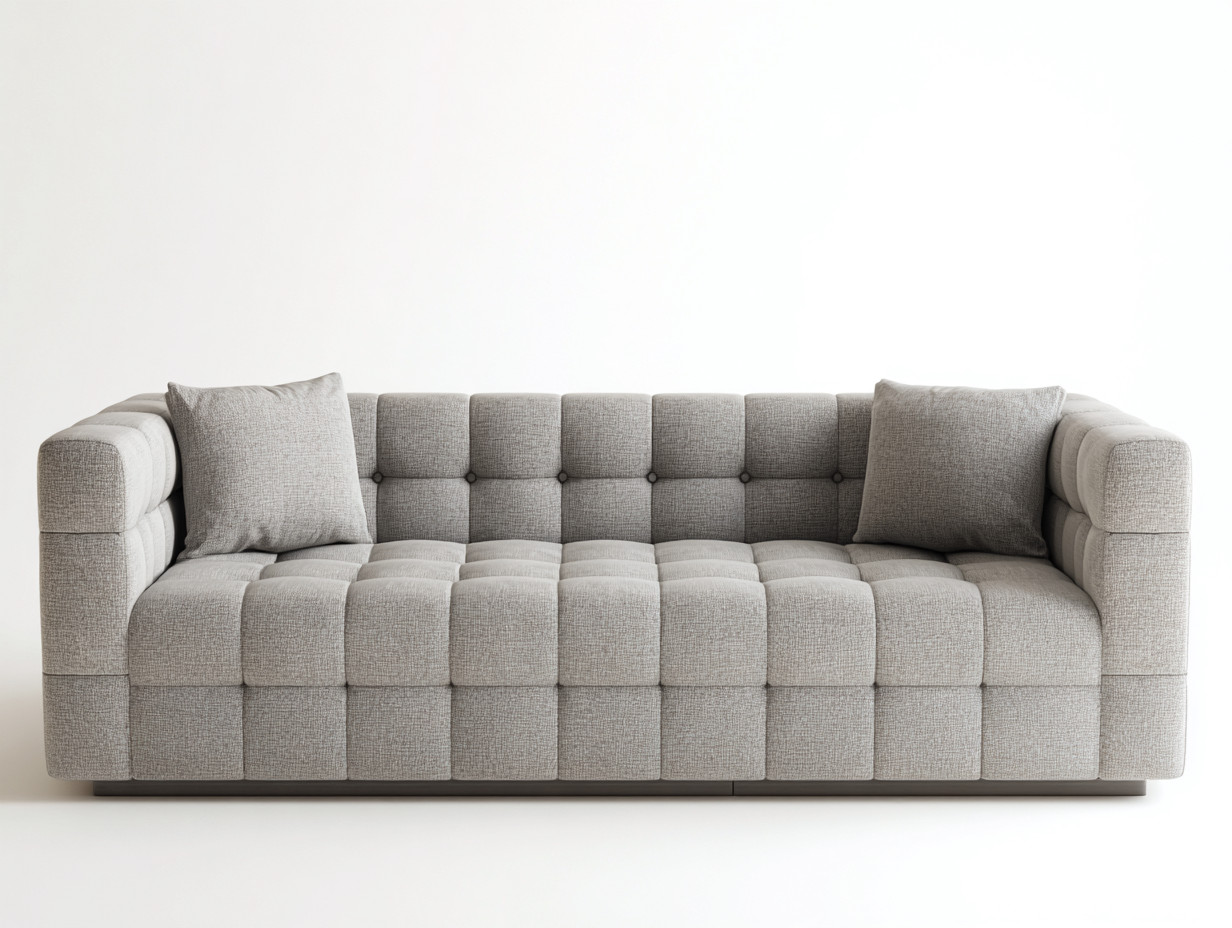 Canapé 3 places en tissu 210x95x85 cm - gris clair - style moderne capitonné intégral-Nestlego