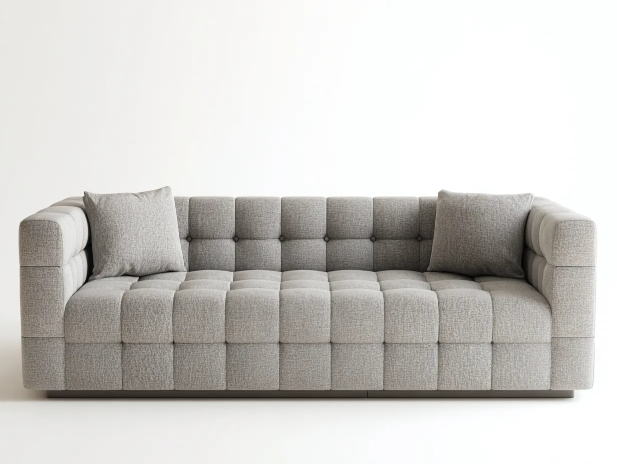 Canapé 3 places en tissu 210x95x85 cm - gris clair - style moderne capitonné intégral-Nestlego