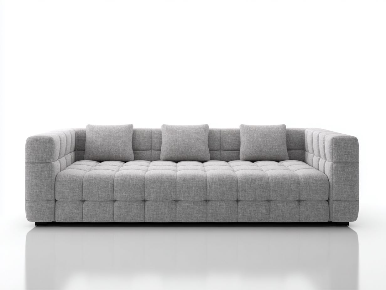 Canapé 3 places en tissu gris clair 215x100x78 cm - design moderne capitonné - assise large et profonde-Nestlego