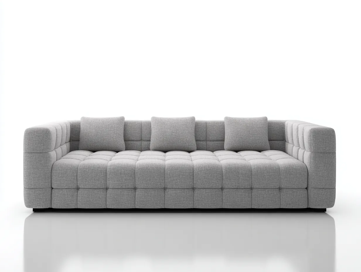 Canapé 3 places en tissu gris clair 215x100x78 cm - design moderne capitonné - assise large et profonde-Nestlego