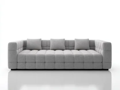 Canapé 3 places en tissu gris clair 215x100x78 cm - design moderne capitonné - assise large et profonde-Nestlego