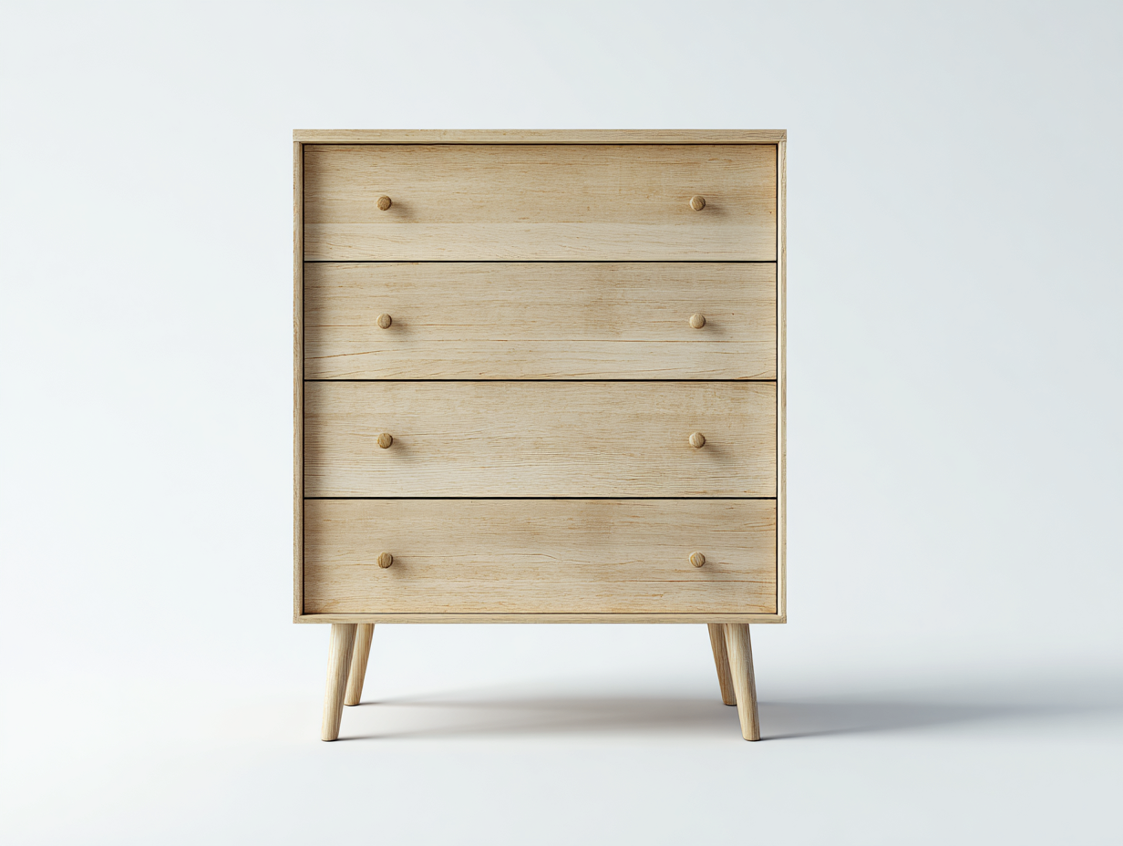 Commode en bois clair 80x40x95 cm - chêne naturel - style scandinave - avec espace de rangement-Nestlego