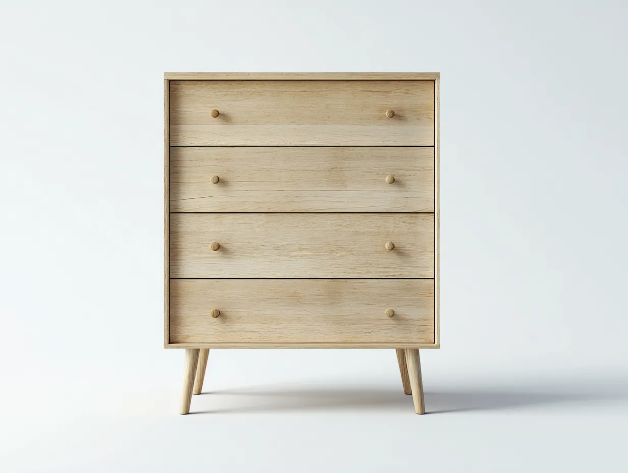 Commode en bois clair 80x40x95 cm - chêne naturel - style scandinave - avec espace de rangement-Nestlego