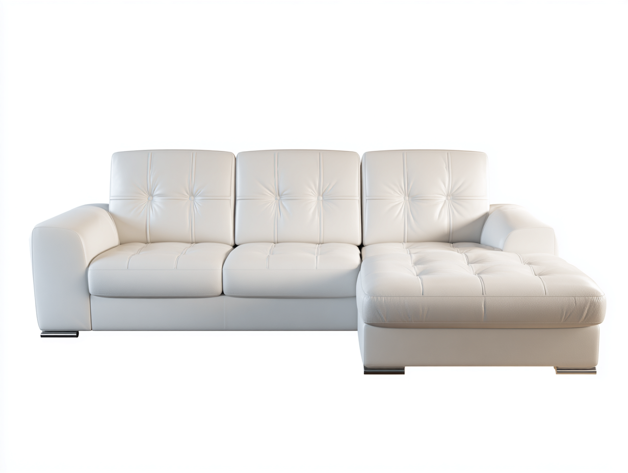 Canapé d'angle en cuir 265x160x85 cm - blanc - style moderne capitonné-Nestlego