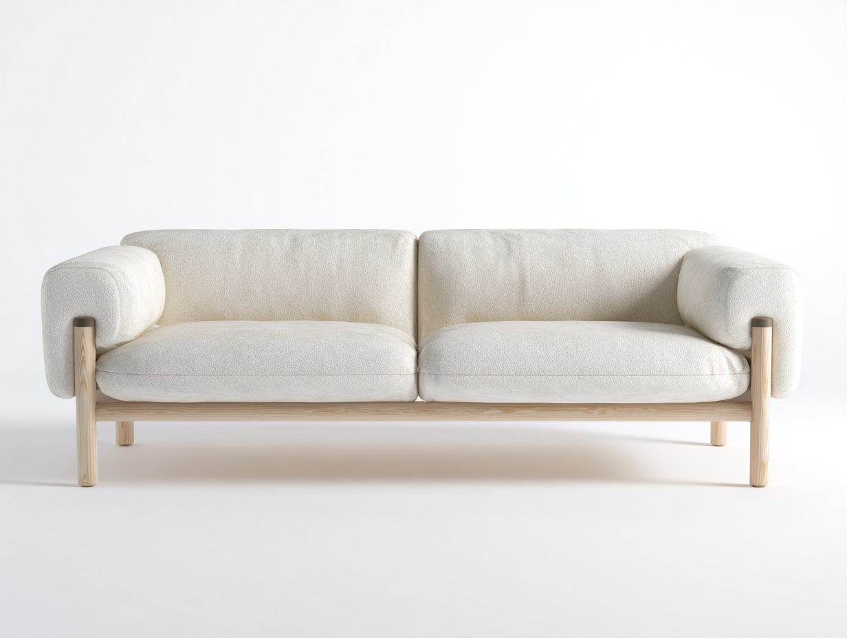 Canapé 2 places en tissu blanc 175x90x80 cm - design scandinave - structure en bois naturel-Nestlego