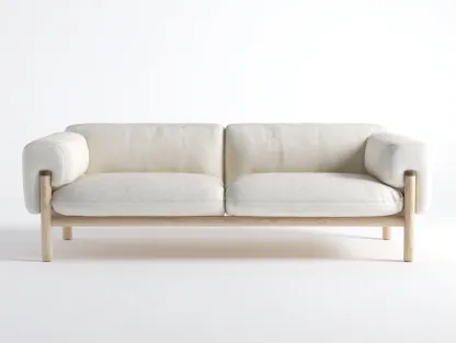 Canapé 2 places en tissu blanc 175x90x80 cm - design scandinave - structure en bois naturel-Nestlego