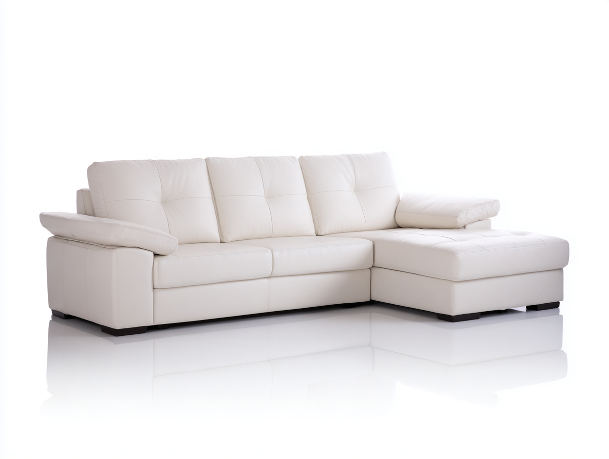 Canapé d'angle en cuir - 270x160x95 cm - blanc - design contemporain et confortable-Nestlego