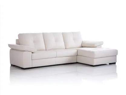 Canapé d'angle en cuir - 270x160x95 cm - blanc - design contemporain et confortable-Nestlego