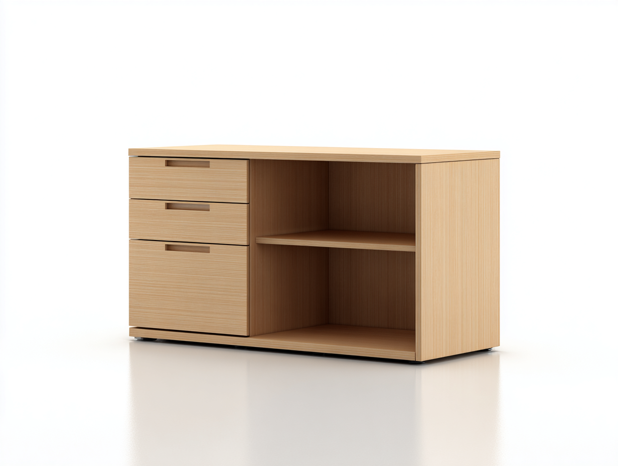 Commode en bois clair 100x45x75 cm - finition naturelle - espace de rangement ouvert - style moderne-Nestlego