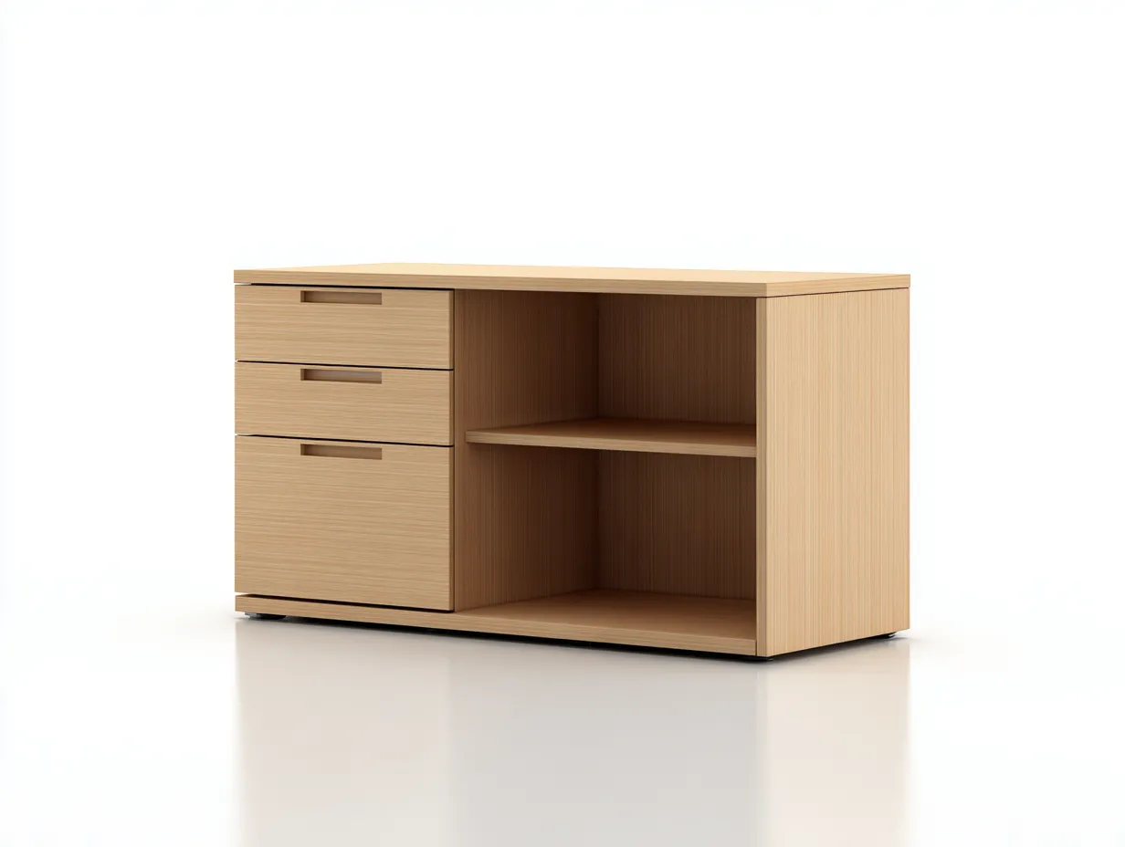 Commode en bois clair 100x45x75 cm - finition naturelle - espace de rangement ouvert - style moderne-Nestlego